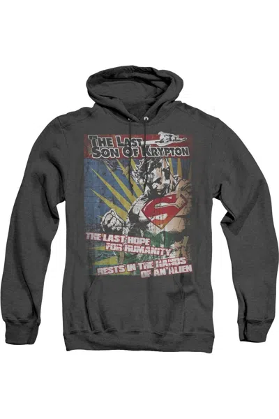 Gildan Superman Last Hope Adult Heather Hoodie / Hooded Sweatshirt In Black