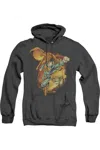 Gildan Superman Last Sons Adult Heather Hoodie / Hooded Sweatshirt In Black