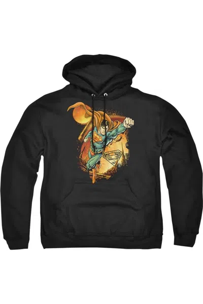 Gildan Superman Last Sons Adult Pull Over Hoodie / Hooded Sweatshirt In Black