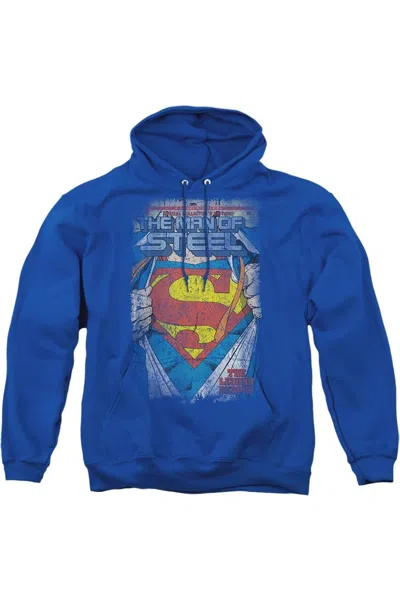Gildan Superman Legendary Adult Pull Over Hoodie / Hooded Sweatshirt In Blue