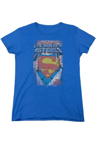 Gildan Superman Legendary Short Sleeve Womens Tee / T-shirt In Blue