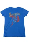 Gildan Superman Life Like Action Short Sleeve Womens Tee / T-shirt In Blue
