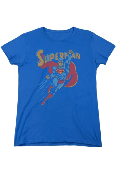 Gildan Superman Life Like Action Short Sleeve Womens Tee / T-shirt In Blue