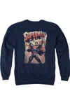 Gildan Superman Lift Up Adult Crewneck Sweatshirt In Blue