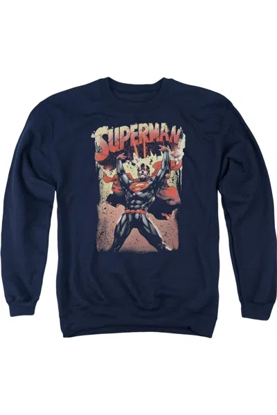 Gildan Superman Lift Up Adult Crewneck Sweatshirt In Blue