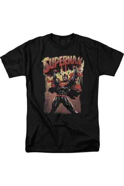 Gildan Superman Lift Up Short Sleeve Adult Tee / T-shirt In Black