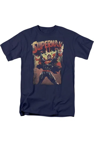 Gildan Superman Lift Up Short Sleeve Adult Tee / T-shirt In Blue