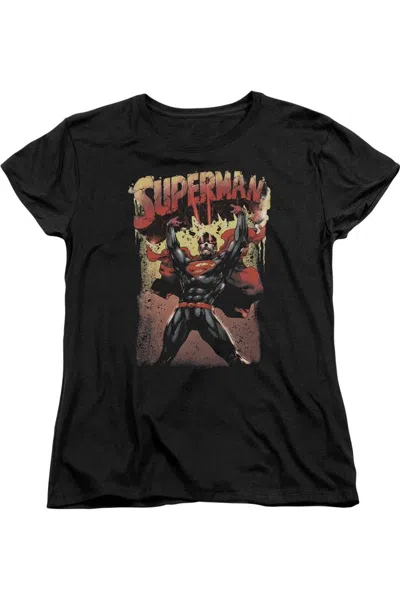 Gildan Superman Lift Up Short Sleeve Womens Tee / T-shirt In Black