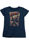 Gildan Superman Lift Up Short Sleeve Womens Tee / T-shirt In Blue