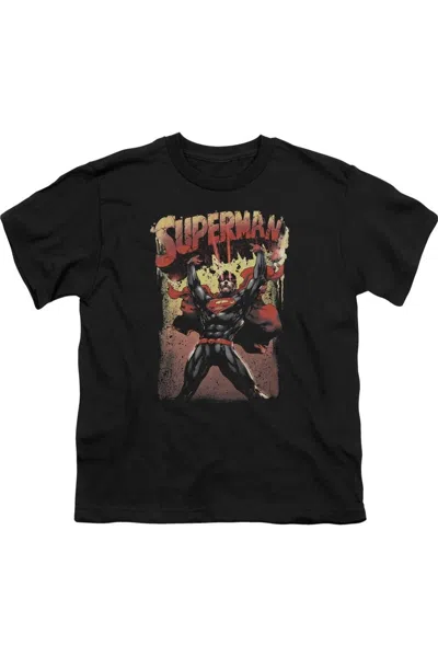 Gildan Kids' Superman Lift Up Short Sleeve Juvenile Tee / T-shirt In Black
