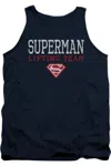 Gildan Superman Lifting Team Adult Tank Top In Blue