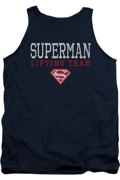 Gildan Superman Lifting Team Adult Tank Top In Blue