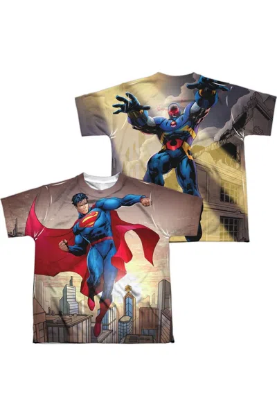 Gildan Kids' Superman Light And Darkseid Short Sleeve Youth Poly Crew Tee / T-shirt In Multi