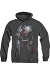 Gildan Superman Light Of The Sun Adult Heather Hoodie / Hooded Sweatshirt In Black