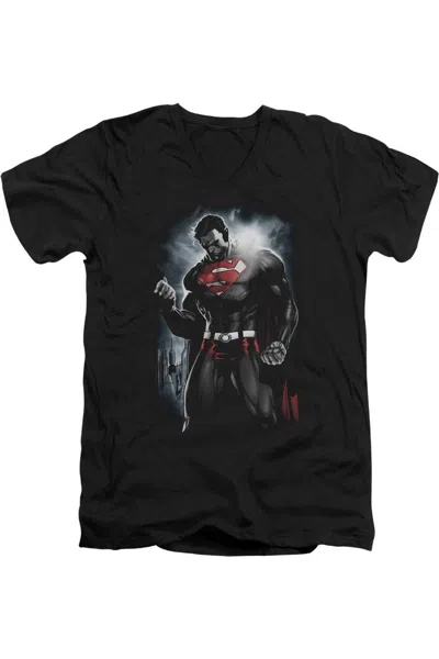Gildan Superman Light Of The Sun Short Sleeve Adult V Neck Tee / T-shirt In Black