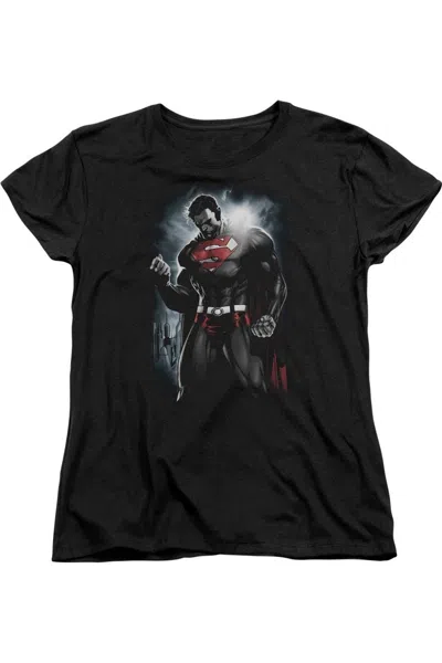 Gildan Superman Light Of The Sun Short Sleeve Womens Tee / T-shirt In Black
