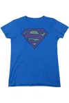 Gildan Superman Little Logos Short Sleeve Womens Tee / T-shirt In Blue