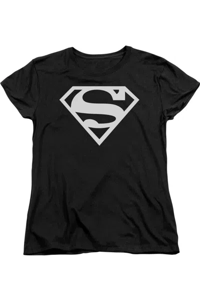 Gildan Superman Logo Short Sleeve Womens Tee / T-shirt In Black