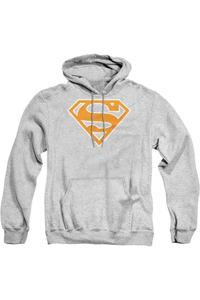 Gildan Superman Lt Orange & White Shield Adult Pull Over Hoodie / Hooded Sweatshirt In Multi