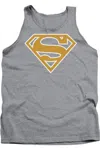 Gildan Superman Lt Orange & White Shield Adult Tank Top In Multi