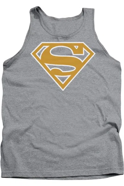 Gildan Superman Lt Orange & White Shield Adult Tank Top In Multi
