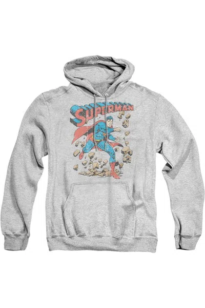 Gildan Superman Mad At Rocks Adult Pull Over Hoodie / Hooded Sweatshirt In Multi