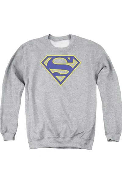 Gildan Superman Maize & Blue Shield Adult Crewneck Sweatshirt In Multi