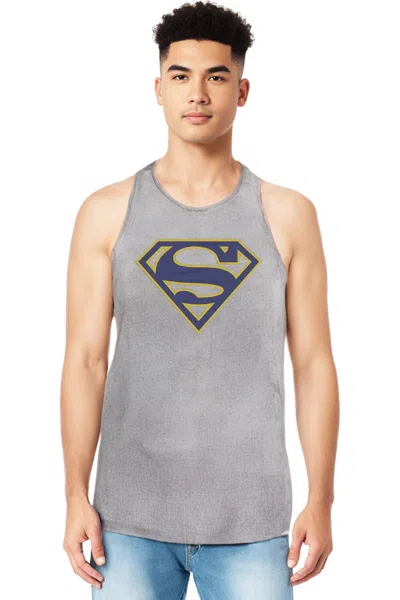 Gildan Superman Maize & Blue Shield Adult Tank Top In Multi