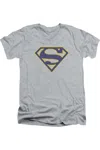 Gildan Superman Maize & Blue Shield Short Sleeve Adult V Neck Tee / T-shirt In Multi