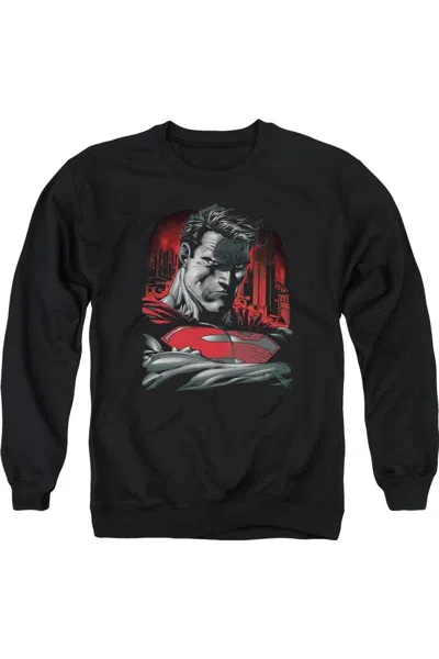 Gildan Superman Man Of Steel Adult Crewneck Sweatshirt In Black