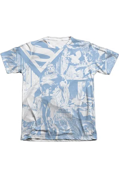 Gildan Superman Man Of Steel Collage Adult 65/35 Poly/cotton Short Sleeve Tee / T-shirt In White