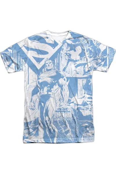 Gildan Superman Man Of Steel Collage Short Sleeve Adult 100% Poly Crew Tee / T-shirt In White
