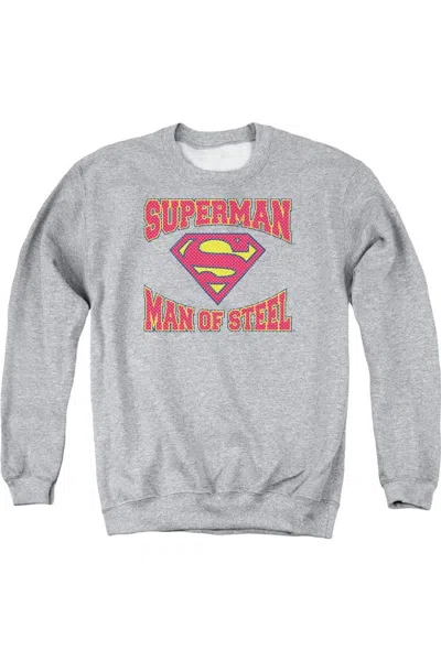 Gildan Superman Man Of Steel Jersey Adult Crewneck Sweatshirt In Multi