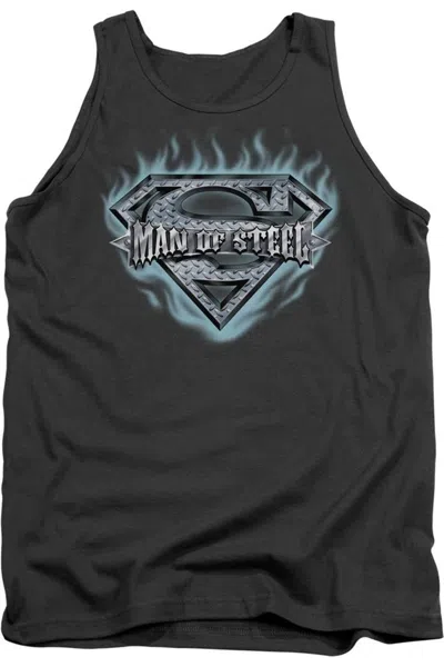 Gildan Superman Man Of Steel Shield Adult Tank Top In Pink