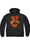 Gildan Superman Man On Fire Adult Pull Over Hoodie / Hooded Sweatshirt In Black