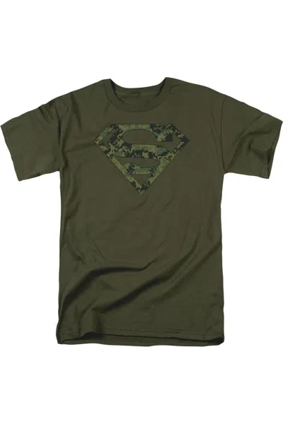 Gildan Superman Marine Camo Shield Short Sleeve Adult Tee / T-shirt In Green