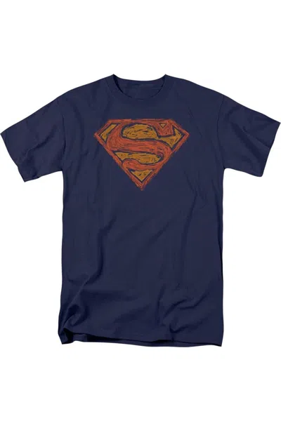 Gildan Superman Messy S Short Sleeve Adult Tee / T-shirt In Blue