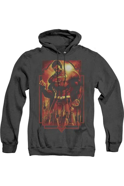 Gildan Superman Metropolis Deco Adult Heather Hoodie / Hooded Sweatshirt In Black