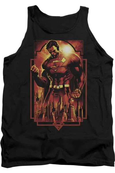Gildan Superman Metropolis Deco Adult Tank Top In Black