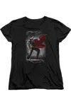 Gildan Superman Metropolis Guardian Short Sleeve Womens Tee / T-shirt In Black