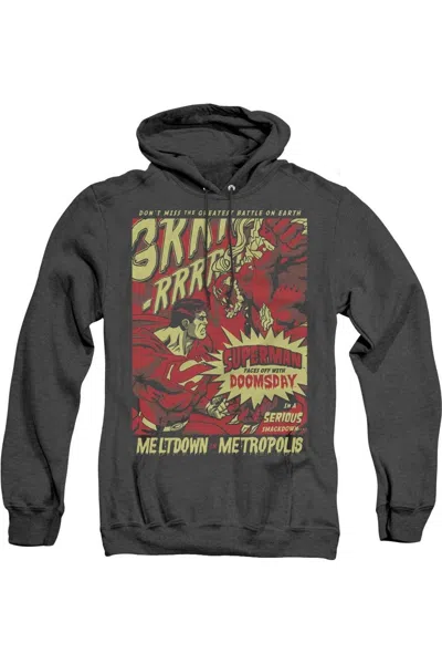 Gildan Superman Metropolis Meltdown Adult Heather Hoodie / Hooded Sweatshirt In Black