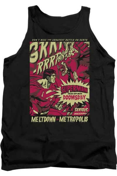 Gildan Superman Metropolis Meltdown Adult Tank Top In Black
