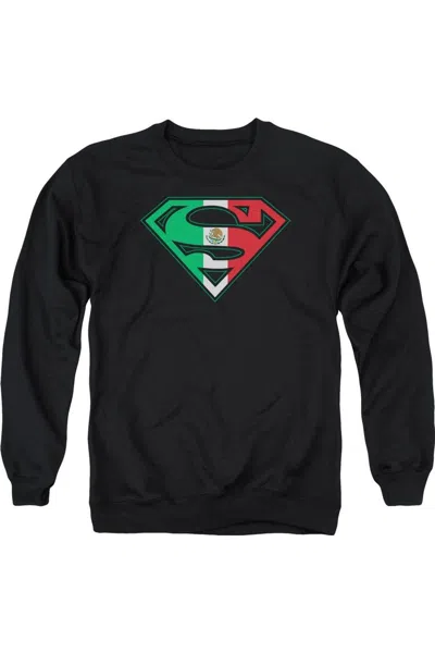 Gildan Superman Mexican Flag Shield Adult Crewneck Sweatshirt In Black