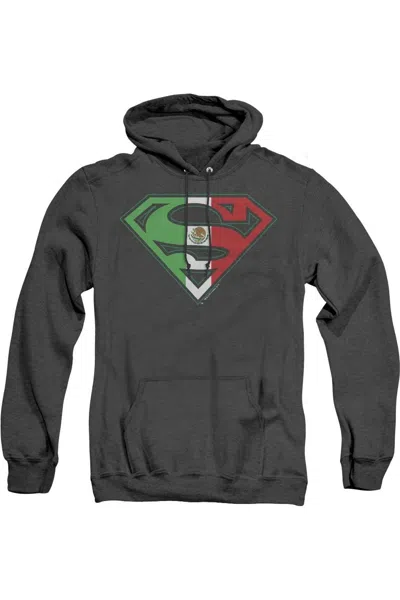 Gildan Superman Mexican Flag Shield Adult Heather Hoodie / Hooded Sweatshirt In Black