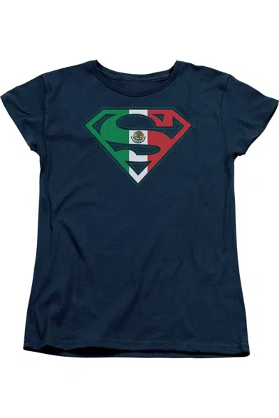 Gildan Superman Mexican Shield Short Sleeve Womens Tee / T-shirt In Blue