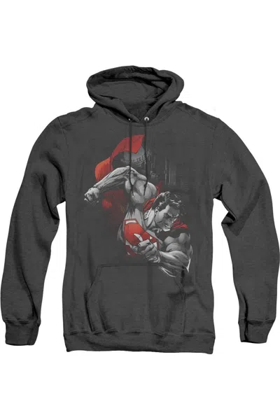 Gildan Superman My City Adult Heather Hoodie / Hooded Sweatshirt In Black