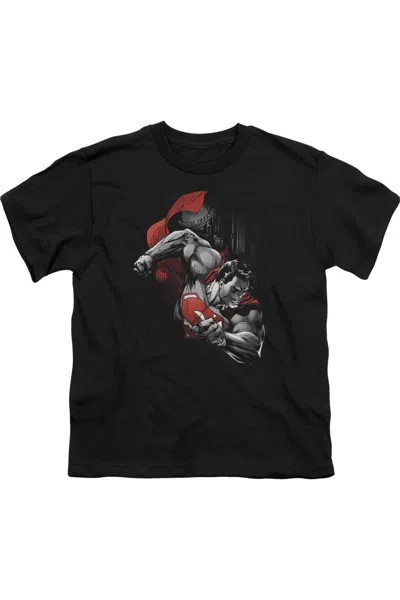 Gildan Kids' Superman My City Short Sleeve Youth Tee / T-shirt In Black