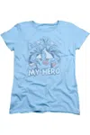 Gildan Superman My Hero Short Sleeve Womens Tee / T-shirt In Blue