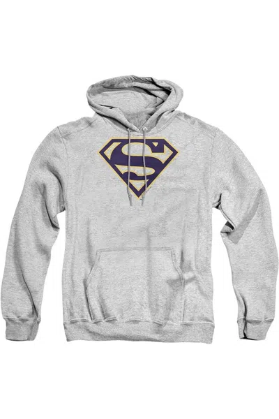 Gildan Superman Navy & Gold Shield Adult Pull Over Hoodie / Hooded Sweatshirt In Multi