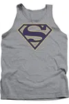 Gildan Superman Navy & Gold Shield Adult Tank Top In Multi
